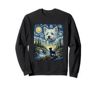 Westie Dog Moon Howling Starry Night Van Gogh Art Style Chien Sweatshirt