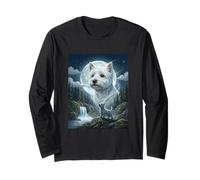 Westie Howling to The Moon Meme Funny Dog Lover Manche Longue