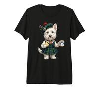 Westie Lady West-Highland Terrier Chien Café Drapeau Angleterre T-Shirt Haut de Gamme