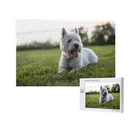 Westie Lawn West Highland White Terrier Chiens,Puzzle Familial en Bois de 1 000 pièces pour Adultes et Adolescents, décoration d'intérieur