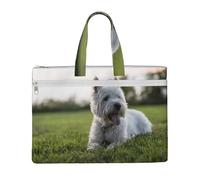 Westie Lawn West Highland White Terrier Chiens,Sac à documents en toile avec fermeture éclair, sac fourre-tout, porte-documents pour l'école et le bureau