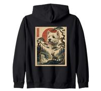Westie Lover Art Japonais Vintage rétro Coucher de Soleil Chien Sweat à Capuche