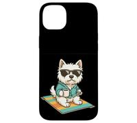 Westie on Beach Couverture Café Lunettes de Soleil Chien Drôle Maman Papa Coque pour iPhone 14 Plus