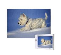 Westie Winter West Highland White Terrier Chiens,Puzzle Familial en Bois de 1 000 pièces pour Adultes et Adolescents, décoration d'intérieur