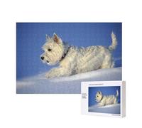 Westie Winter West Highland White Terrier Chiens,Puzzle Familial en Bois de 300 pièces pour Adultes et Adolescents, décoration d'intérieur