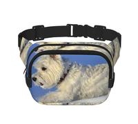 Westie Winter West Highland White Terrier Chiens,Sac Banane carré Double Couche, Sac de Poitrine