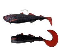 Westin Crazy Daisy Poisson en caoutchouc édition spéciale 180 g et 300 g avec stinger, queue torsadée et queue de pelle yeux 3D pour flétan et cabillaud (300 g)