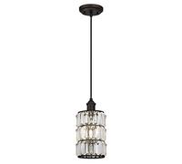 Westinghouse 6338440 63384 Luminaire Suspendu d'Intérieur à Une Lampe, Finition avec Verre Prismatique en Cristal, Verre/, Bronze Huilé