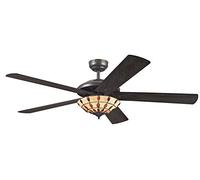 Westinghouse- 72485 Ventilateur de plafond d’intérieur à finition expresso de 132 cm Comet Tiffany, kit d’éclairage avec verre dépoli