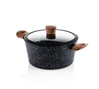 Westinghouse Black Marble Wood Cocotte Ø24 cm, Avec Couvercle, Compatible Induction et Tous feux, Sans PFOA, Antiadhésive, Compatible Lave-Vaisselle