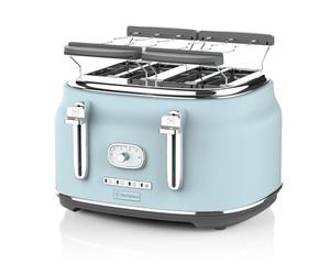 Westinghouse Grille-pain rétro - 4 tranches - fentes extra larges - grille de maintien au chaud - 1750W - Bleu