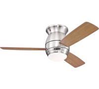 72181 Ventilateur de plafond d’intérieur en nickel brossé de 122 cm Halley, kit d‘éclairage avec verre opale dépoli