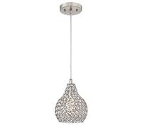 Westinghouse Lighting 61037 Luminaire suspendu d'intérieur à une Lampe, Finition Nickel Brossé avec Abat-jour à Fleuron Cristallin