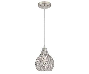 Westinghouse Lighting 61037 Luminaire suspendu d'intérieur à une Lampe, Finition Nickel Brossé avec Abat-jour à Fleuron Cristallin