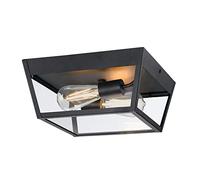 Westinghouse Lighting 6121940 Luminaire de plafond encastré Peterson moderne à deux lampes, finition en noir texturé avec verre transparent