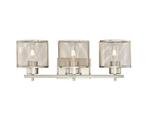 Westinghouse Lighting 63276 Luminaire mural d'intérieur Morrison à trois lampes, finition nickel brossé avec abat-jours à treillis