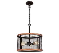 Westinghouse Lighting 6332740 63327 Luminaire suspendu d'intérieur à trois lampes, finition bronze huilé aux accents cuivrés et avec abat-jour treillis, Verre