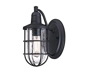 Westinghouse Lighting 6334740 Luminaire mural d'extérieur Crestview à une lampe, finition en noir texturé avec verre granuleux clair