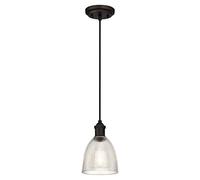 Lustre Plafonnier Lampe suspendue Vintage Bronze Huilé et Verre Clair E27 40 W