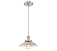 Westinghouse Lighting 6338840 63388 Luminaire Suspendu d'Intérieur à Une Lampe, Finition Miroir Antique Nervuré, Verre, Nickel Brossé
