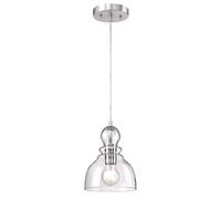 Westinghouse Lighting 63564 Luminaire suspendu d'intérieur à une lampe, finition cuivre lavé avec verre granuleux clair, Nickel Brossé