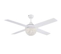 Westinghouse Lighting 72262 Kelcie, Ventilateur de plafond contemporain avec lampe et télécommande, 132 cm, finition en blanc, abat-jour à fleuron cristallin