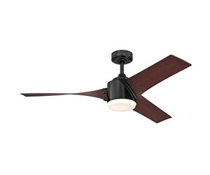 Westinghouse Lighting 72270 Evan, Ventilateur de plafond à LED moderne avec lampe et télécommande, 132 cm, finition en noir mat, verre opale dépoli