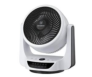 Westinghouse Lighting 73037 Ventilateur de bureau portable oscillant Cormac avec télécommande, 25 cm, finition noir et blanc