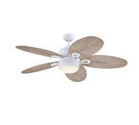 Westinghouse Lighting 7316440 Ventilateur de plafond intérieur/extérieur Oasis en blanc mat traditionnel de 132 cm, luminaire avec verre opale dépoli