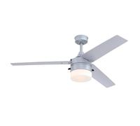 Westinghouse Lighting 7316540 Ventilateur de plafond intérieur/extérieur Riverton argent moderne de 132 cm, luminaire avec verre opale dépoli