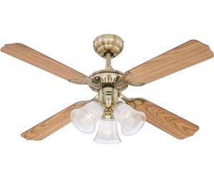 Westinghouse Lighting 7826540 Princess Trio Ventilateur de plafond E14 Métal Finition en Laiton Antique Avec Pales Réversibles Chêne/Acajou