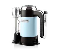 Westinghouse Mixeur plongeant Retro - 6 vitesses + fonction turbo - Fouets et crochets pétrisseurs - Avec support de rangement - 350 W - Bleu