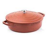 Westinghouse Performance Series Sauteuse peu profonde avec couvercle, 32 cm, fonte d'aluminium légère, compatible avec toutes les cuisinières et le four, couvercles de poignée inclus, orange
