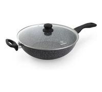 - Poêle wok 32 CM - Avec couvercle - Marbre Noir