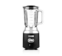 Westinghouse Rétro Blender, Bol en Verre 1,5 L, 600 W, 3 Vitesses, Fonction Pulse, Lame en Inox à 6 Lames, Sans BPA, Antidérapant, Noir