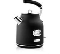 Westinghouse Rétro Bouilloire, 1,7 L, Avec Indicateur de Température et de Niveau D’eau, Filtre Anticalcaire, Protection Contre la Surchauffe, Sans Fil, Noir