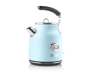 Westinghouse Rétro Bouilloire, 1,7 L, Avec Indicateur de Température et de Niveau D’eau, Filtre Anticalcaire, Protection Contre la Surchauffe, Sans Fil, Bleu Clair