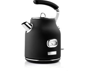 Westinghouse Rétro Bouilloire, 1,7 L, Avec Indicateur de Température et de Niveau D’eau, Filtre Anticalcaire, Protection Contre la Surchauffe, Sans Fil, Noir