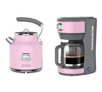 - Retro - Bouilloire 1,7 l + Machine à café - Cafetière filtre - Rose