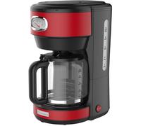 Westinghouse Retro Cafetière 1000W, Carafe Verre 1.25L, 10 Tasses, Filtre Réutilisable, Anti-Goutte, Plaque Chauffante, Rouge