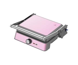 Westinghouse Rétro Gril de Contact 29×24 cm, Ouverture à 180°, 2200 W, Température Réglable, Grill à Panini, Grille-Pain, Plaques Antiadhésives, Rose