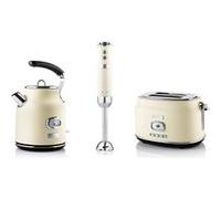 - Retro - Grille pain 2 fentes + Bouilloire 1,7 L - Mixeur plongeant - Blanc