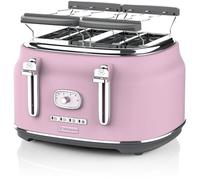 Westinghouse Retro Grille-pain 4 fentes, 1750 W, fentes larges et support, Rose