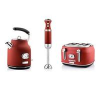 Westinghouse - Retro - Grille pain 4 fentes + Bouilloire 1,7 L - Mixeur plongeant - Rouge Rouge G