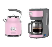 - Retro - Bouilloire 1,7 l + Machine à café - Cafetière filtre - Rose