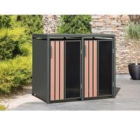 Westmann Cache-poubelle double en acier galvanisé - 80 x 132 x 116 cm - WMJGBC253-2