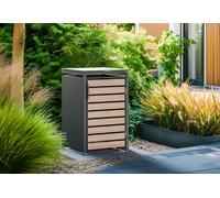 Westmann Cache-poubelle en acier effet bois Lacina 240 L - 84 x 68 x 124 cm - WMJGBC212-1