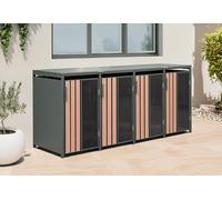 Westmann Cache-poubelle en acier galvanisé - 80 x 265 x 116 cm (4 poubelles) - WMJGBC253-4