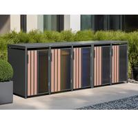 Westmann Cache-poubelle en acier galvanisé - 80 x 330 x 116 cm (5 poubelles) - WMJGBC253-5