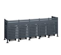 Westmann Cache-poubelle en acier Planum - 400 x 80 x 150 cm (5 poubelles) - WMJGBF03-4S-150-5
